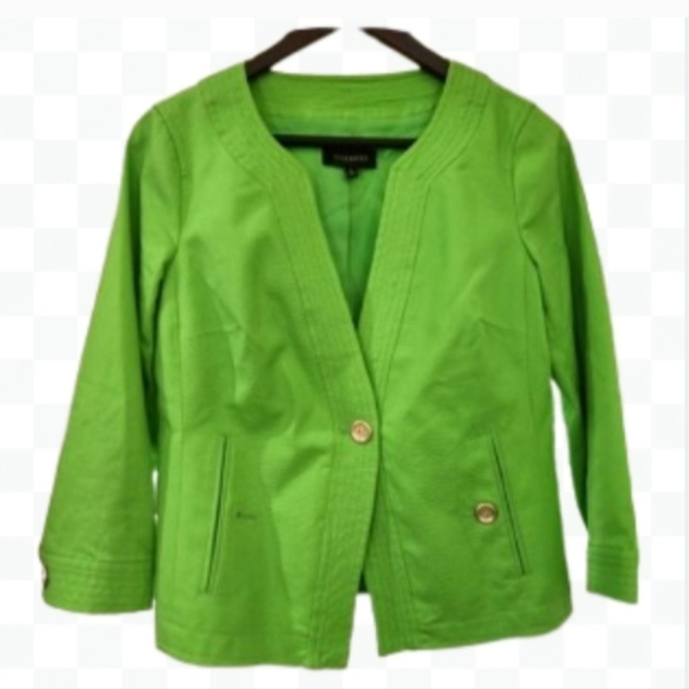 Talbots Lime Green Spring Single Button Collarles… - image 8